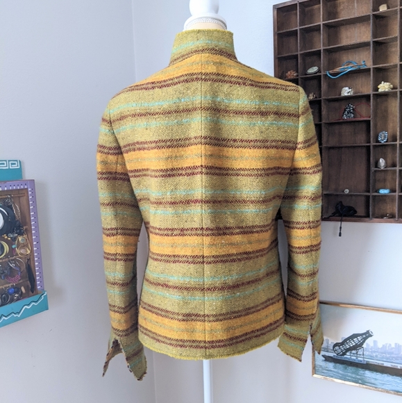 Akris Punto Multicolored Wool Mohair Boho Jacket Blazer Zip Front Sz 8-10 VGUC! - Picture 5 of 12